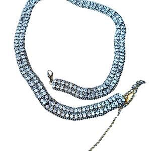 VTG 90s Rhinestone Belt Retro Chain Waist Hip Belt Silver Punk Skater Bling OS